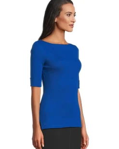 Women Lauren Ralph Lauren Stretch Cotton Boatneck Tee