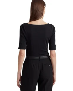 Women Lauren Ralph Lauren Stretch Cotton Boatneck Top
