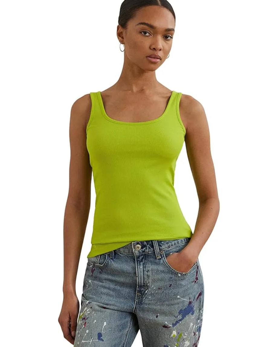Lauren Ralph Lauren Stretch Cotton Tank Top Lime Chartreuse Online