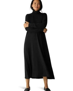 Women Eileen Fisher Stretch Jersey Knit Turtle Neck Dress