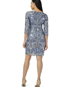 Women Adrianna Papell Stretch Sequin Sheath Dress with 3/4 Length Sleeves