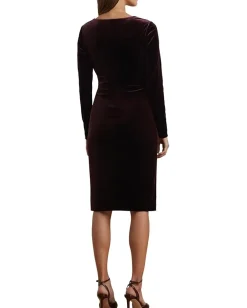 Women Lauren Ralph Lauren Stretch Velvet Surplice Dress