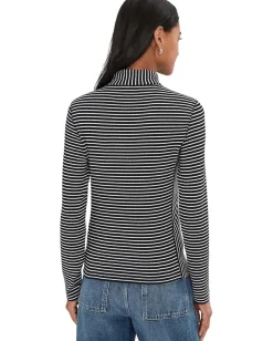 Madewell Stripe Coverstitch Turtleneck Drapey Ray Winter White Discount