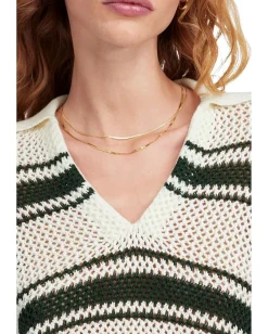 Madewell Stripe Madeleine Open Stitch Long Sleeve Polo Summit Green Stripe Best