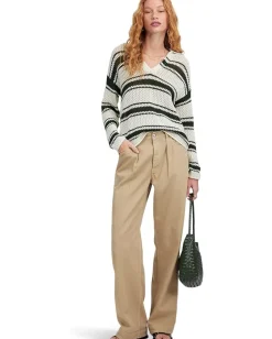 Madewell Stripe Madeleine Open Stitch Long Sleeve Polo Summit Green Stripe Best