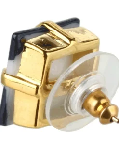 Kate Spade New York Stripe Setting Studs White/Navy New