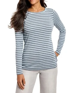 Women NIC+ZOE Striped Bracelet Sleeve Boat Tee