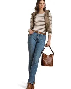 Women Lauren Ralph Lauren Striped Cotton Long-Sleeve Tee