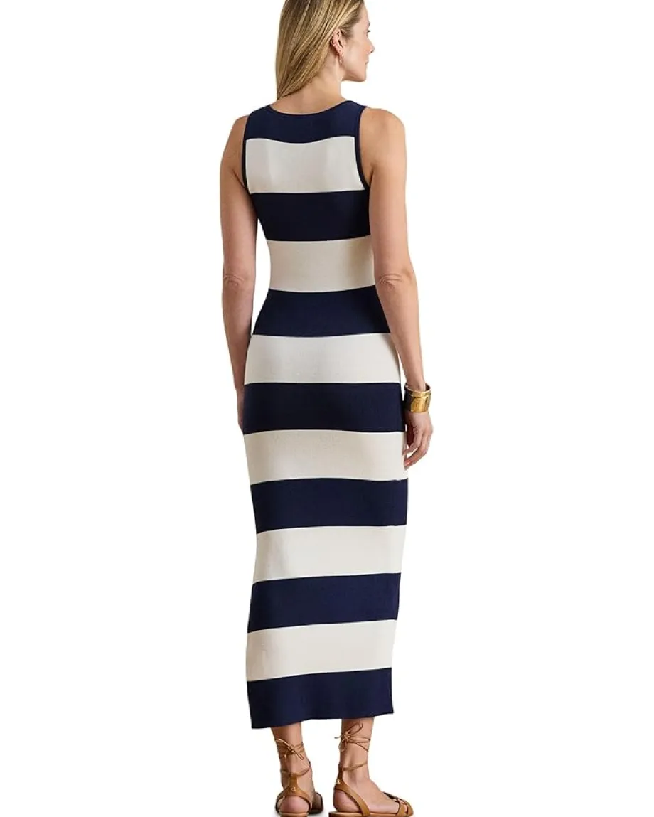 Lauren Ralph Lauren Striped Cotton-Blend Midi Tank Dress Refined Navy/White Hot