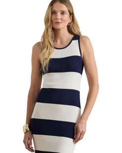 Lauren Ralph Lauren Striped Cotton-Blend Midi Tank Dress Refined Navy/White Hot