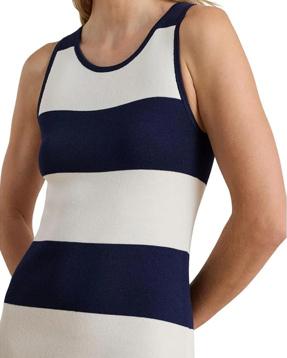 Lauren Ralph Lauren Striped Cotton-Blend Midi Tank Dress Refined Navy/White Hot