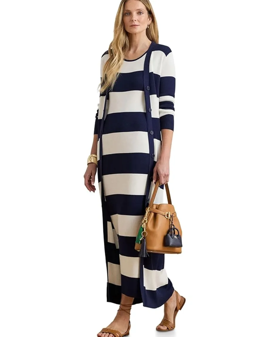 Lauren Ralph Lauren Striped Cotton-Blend Midi Tank Dress Refined Navy/White Hot