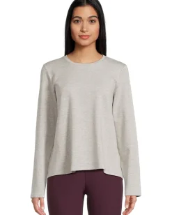 Eileen Fisher Striped Cozy Brushed Terry Crew Neck Top Dark Pearl Best