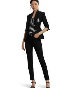 Women Lauren Ralph Lauren Striped Elbow-sleeve Henley Top