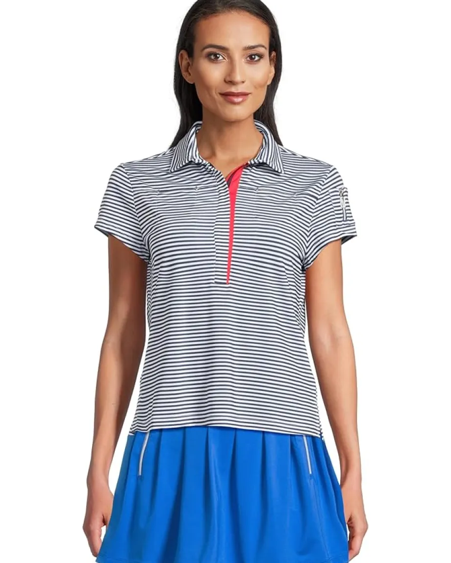 Jamie Sadock Striped Short Sleeve Top Moonlit Navy Best