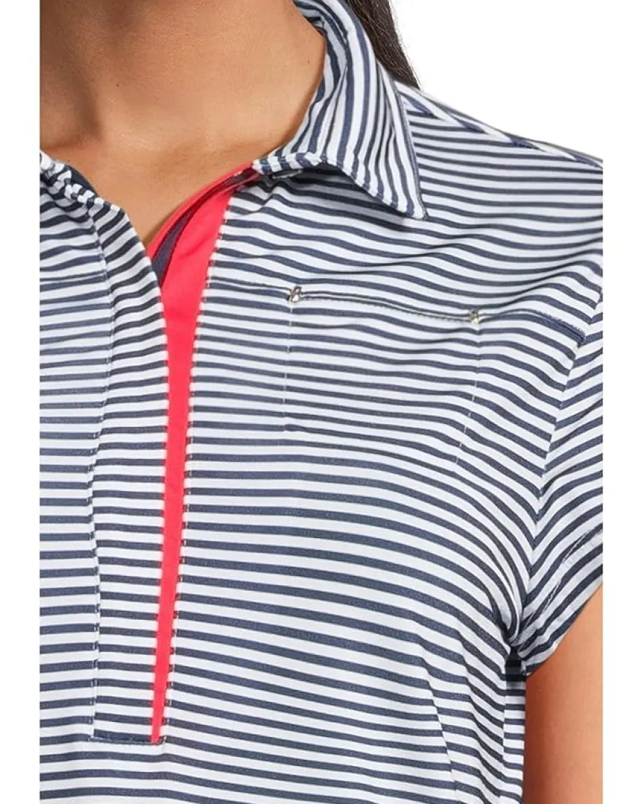 Jamie Sadock Striped Short Sleeve Top Moonlit Navy Best