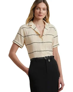 Women Lauren Ralph Lauren Striped Short-sleeve Camp Shirt