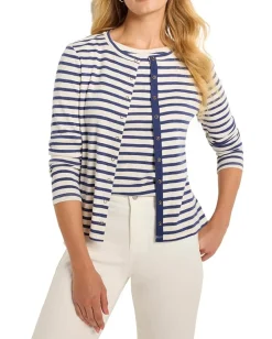 NIC+ZOE Striped Snap Front Cardigan Blue Multi Sale