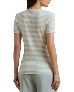 Women Lauren Ralph Lauren Striped Stretch Cotton Crewneck Tee