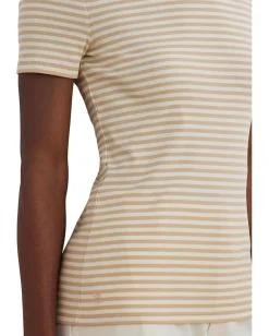 Women Lauren Ralph Lauren Striped Stretch Cotton Crewneck Tee
