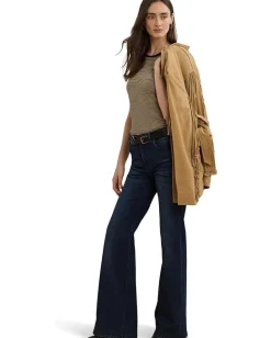 Lauren Ralph Lauren Striped Stretch Cotton Crewneck Tee Black/Birch Tan Clearance