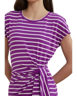 Women Lauren Ralph Lauren Striped Tie-front Jersey Dress