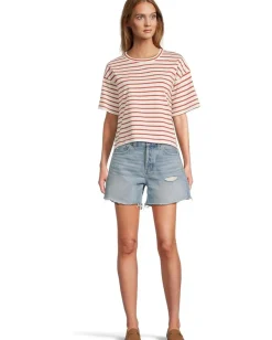 Madewell Structured Boxy Tee Stripe Lighthouse Hot