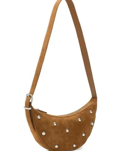 Madewell Stud Essentials Crescent Sling In Suede Dried Acorn