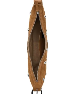 Madewell Stud Essentials Crescent Sling In Suede Dried Acorn