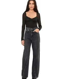 Free People Suddenly Fine Bodysuit Black