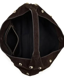 Madewell Suede Slouchy Shoulder Bag-Stud Dark Carob