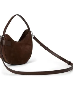 Lauren Ralph Lauren Suede Small Tasha Crossbody Bag Dark Hickory