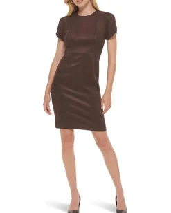 Women Calvin Klein Suede Tulip Sleeve Sheeth