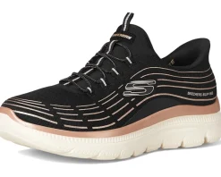 SKECHERS Summits Plus Hands Free Slip-INS Black Rose Gold Clearance