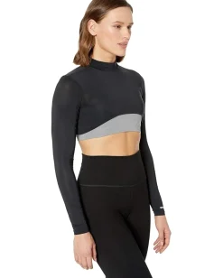 Jamie Sadock Sunsense® 35 SPF Lightweight Long Sleeve Mock Neck Crop Layering Top Jet Black Discount