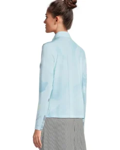 Women Jamie Sadock Sunsense Feathers Print Long Sleeve 1/4 Zip Sun Protection Top