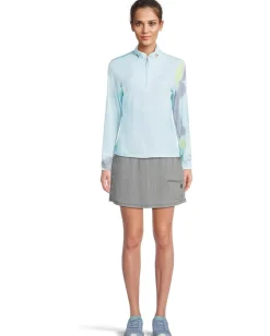 Women Jamie Sadock Sunsense Feathers Print Long Sleeve 1/4 Zip Sun Protection Top