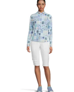 Women Jamie Sadock Sunsense Hearts Print Long Sleeve 1/4 Zip Sun Protection Top