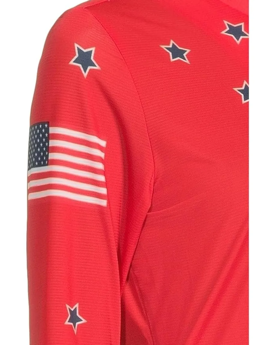 Jamie Sadock Sunsense Luminous Print Long Sleeve 1/4 Zip Sun Protection Top Adrenaline Red Online