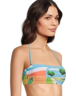 Seafolly Sunset Bandeau Turquoise New