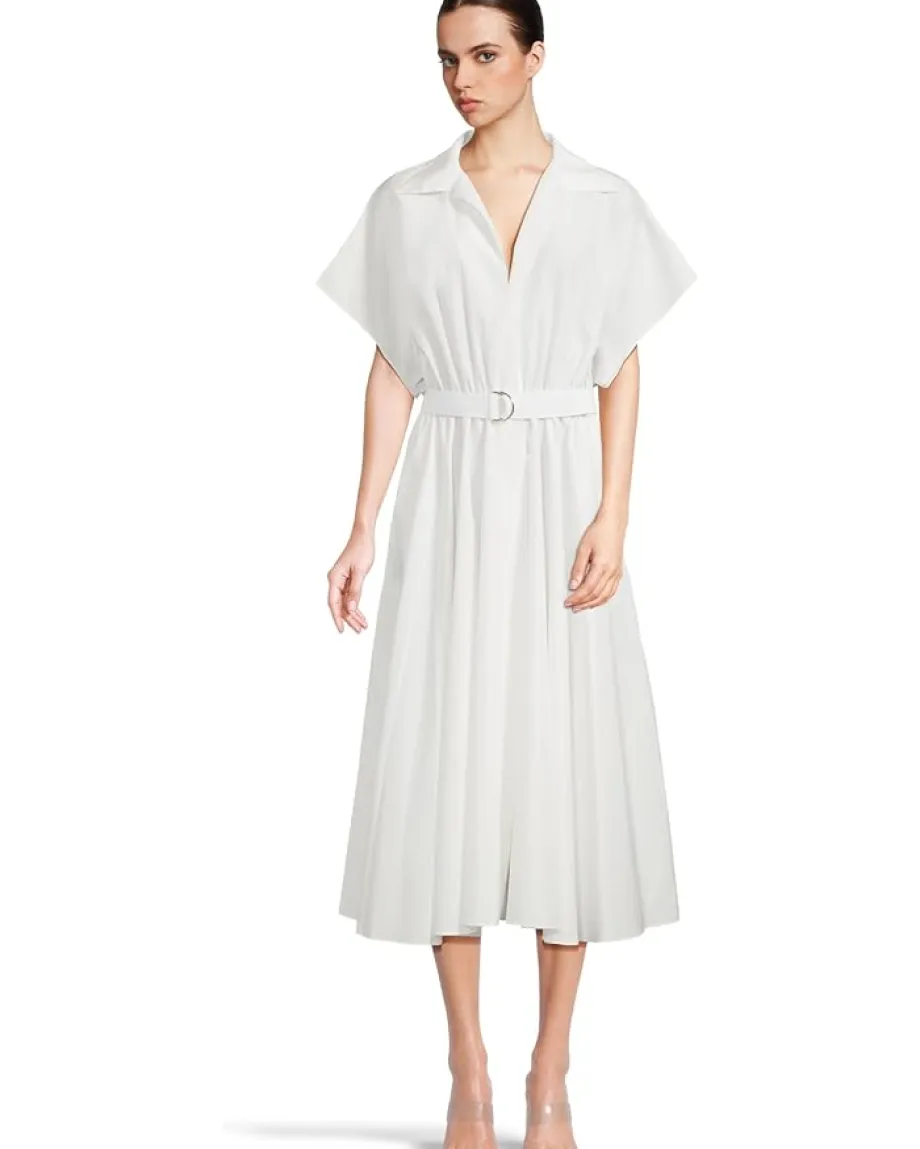 Norma Kamali Super Oversized Sleeveless Boyfriend Neck Shirt Flared Dress To Mid-thigh Snow White Clearance