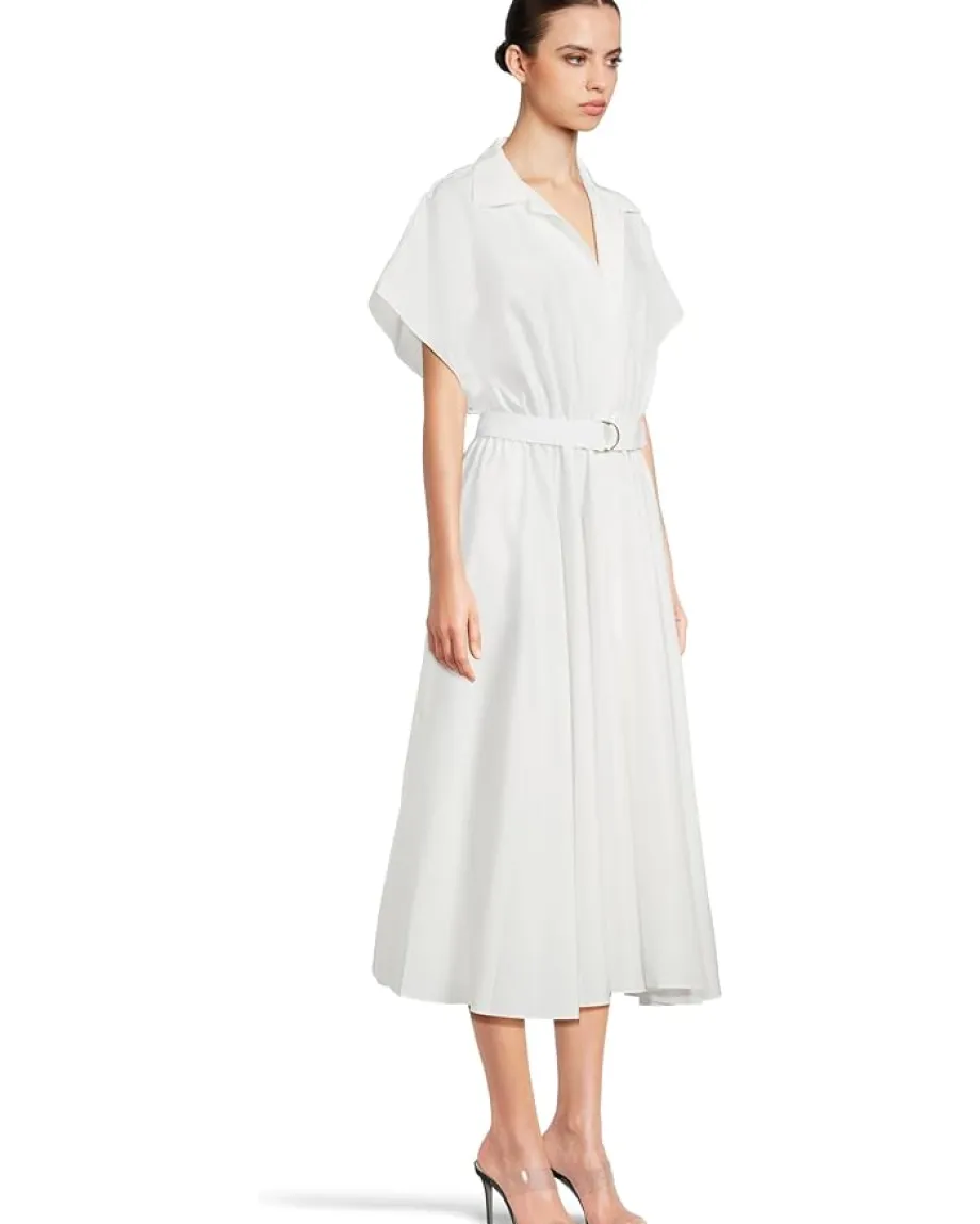 Norma Kamali Super Oversized Sleeveless Boyfriend Neck Shirt Flared Dress To Mid-thigh Snow White Clearance