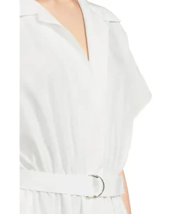 Norma Kamali Super Oversized Sleeveless Boyfriend Neck Shirt Flared Dress To Mid-thigh Snow White Clearance