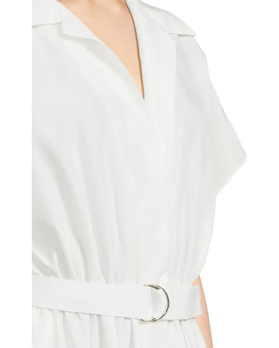 Norma Kamali Super Oversized Sleeveless Boyfriend Neck Shirt Flared Dress To Mid-thigh Snow White Clearance