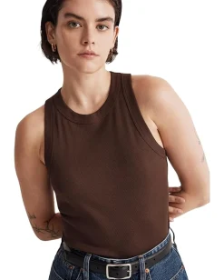 Madewell Supima® Rib Cutaway Tank Dark Coffee Outlet
