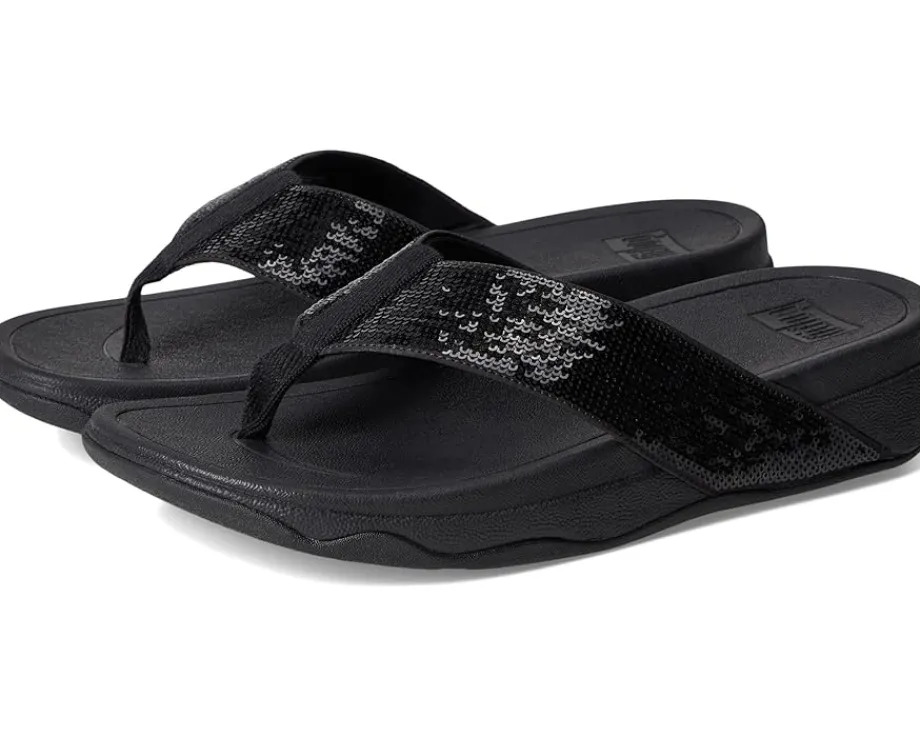 FitFlop Surfa Sequin Toe-post Sandals All Black Online