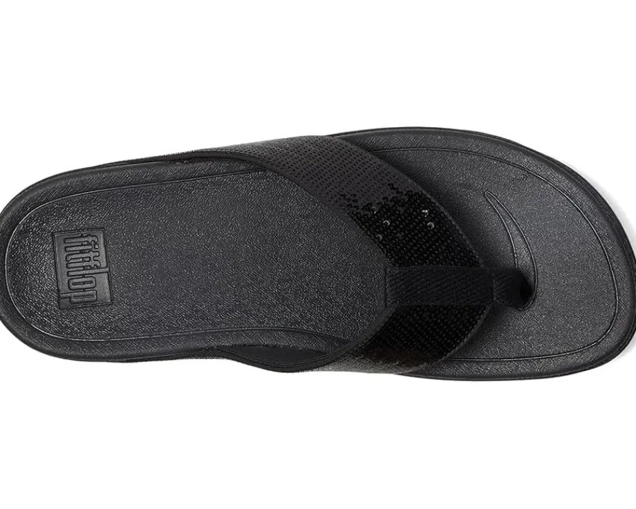 FitFlop Surfa Sequin Toe-post Sandals All Black Online