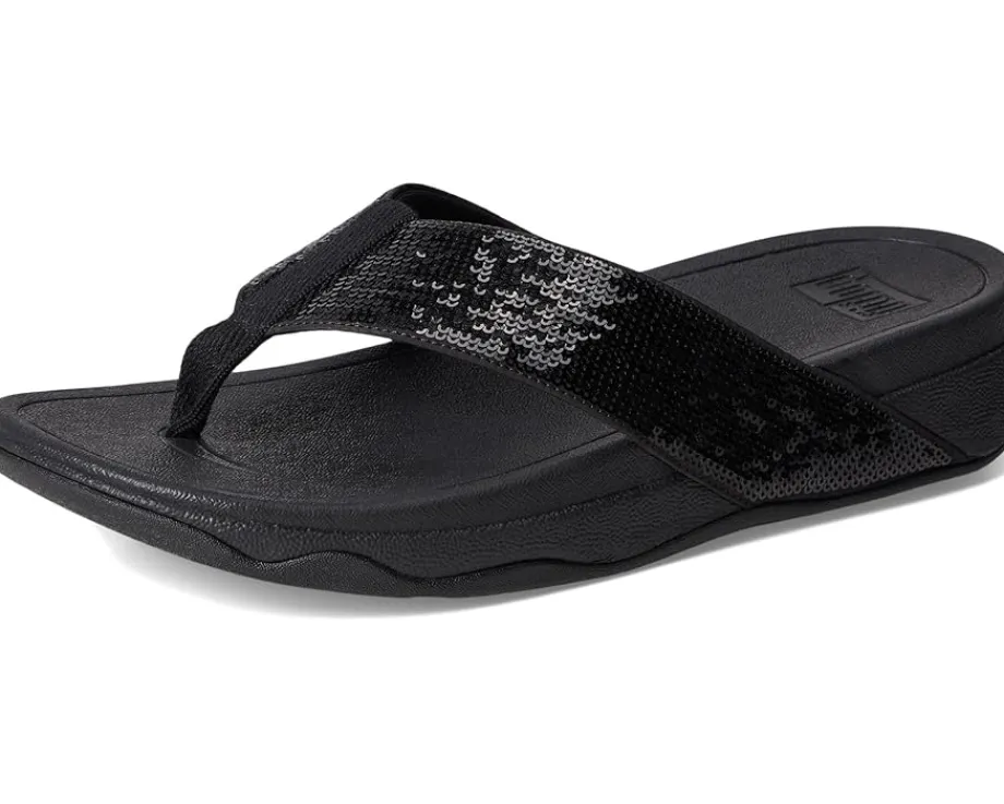 FitFlop Surfa Sequin Toe-post Sandals All Black Online