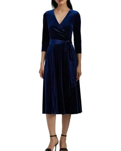 Women Lauren Ralph Lauren Surplice Velvet Dress