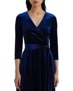 Women Lauren Ralph Lauren Surplice Velvet Dress